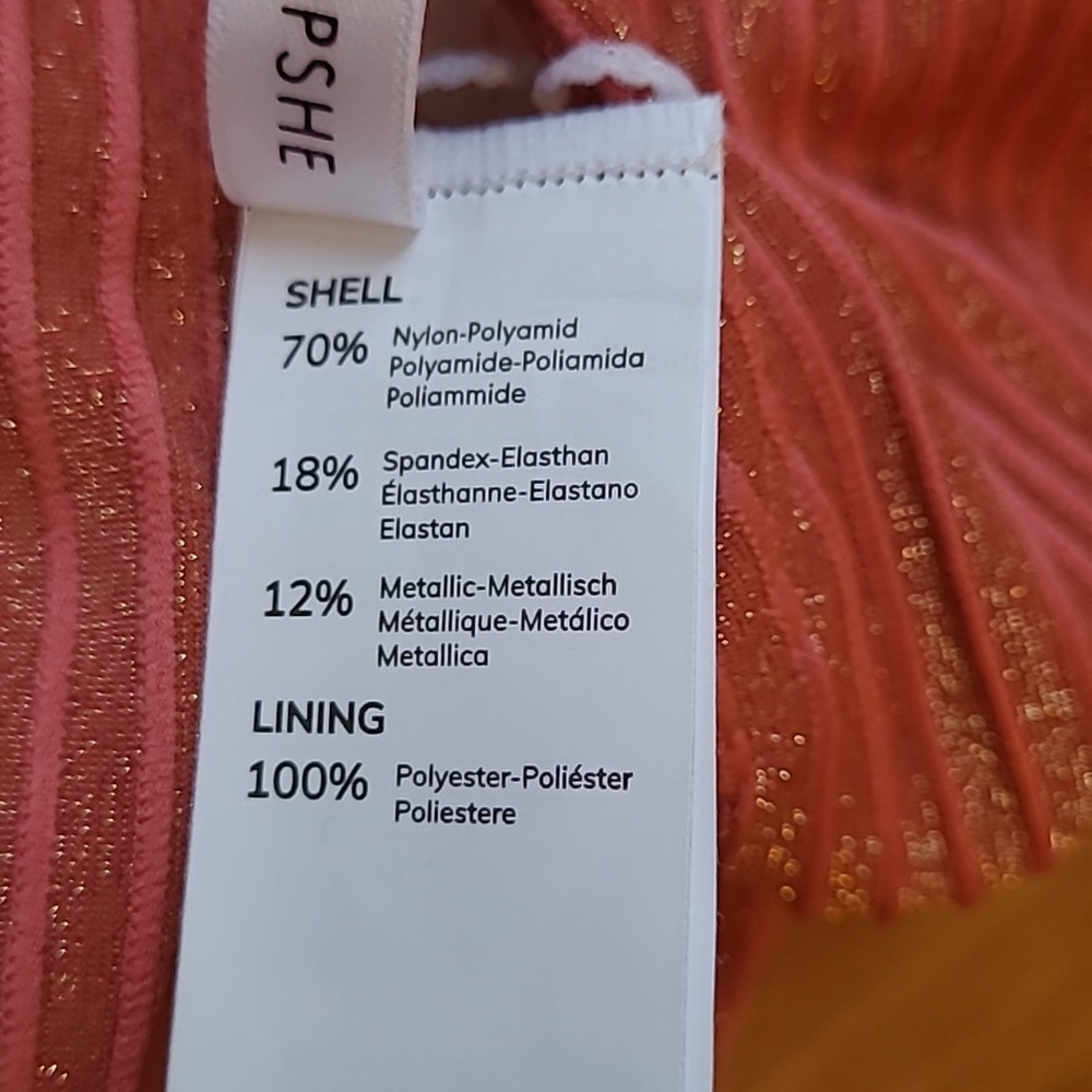 CUPSHE Sparkle Ribbed Belted Criss Cross Terracotta One Piece - Picture 8 of 11